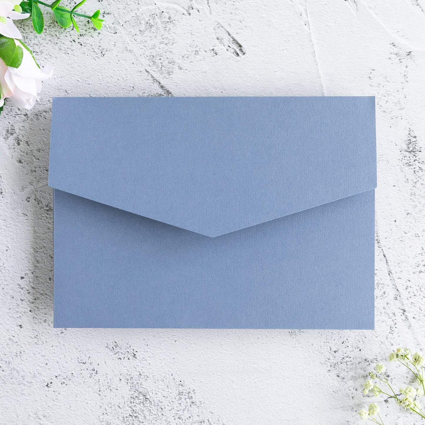 NingsPaper Dusty Blue Triple Folded Wedding Invitation Pocket