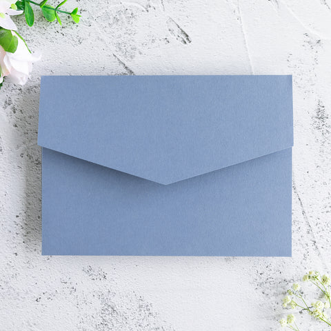 NingsPaper Dusty Blue Triple Folded Wedding Invitation Pocket