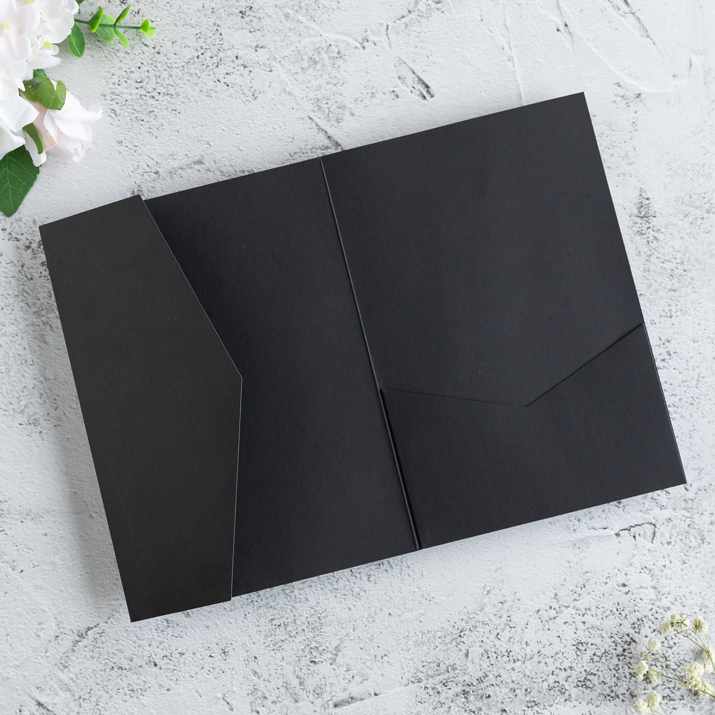 NingsPaper Black Triple Folded Wedding Invitation Pocket