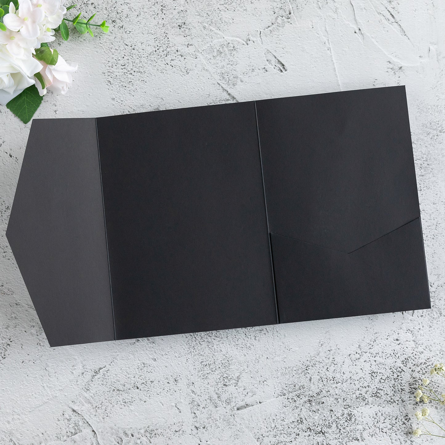 NingsPaper Black Triple Folded Wedding Invitation Pocket