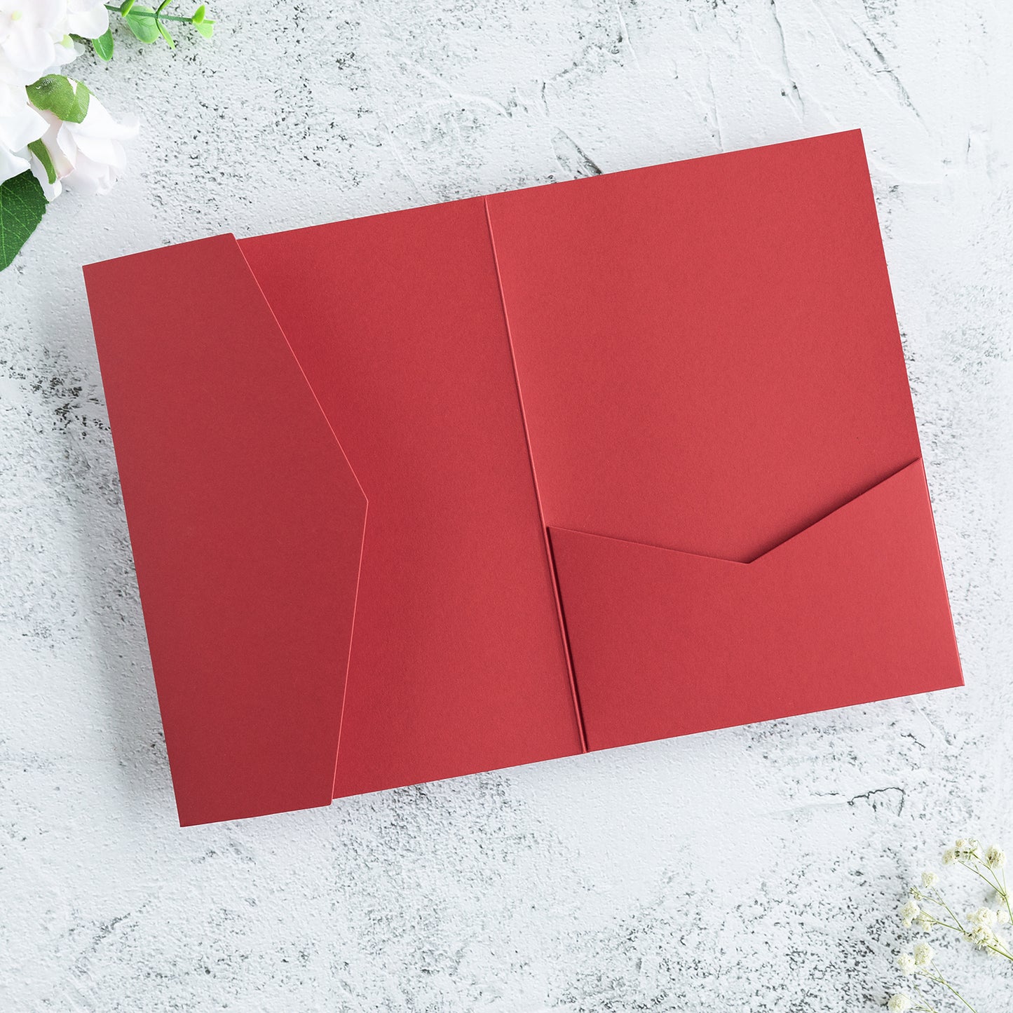 NingsPaper Red Triple Folded Wedding Invitation Pocket