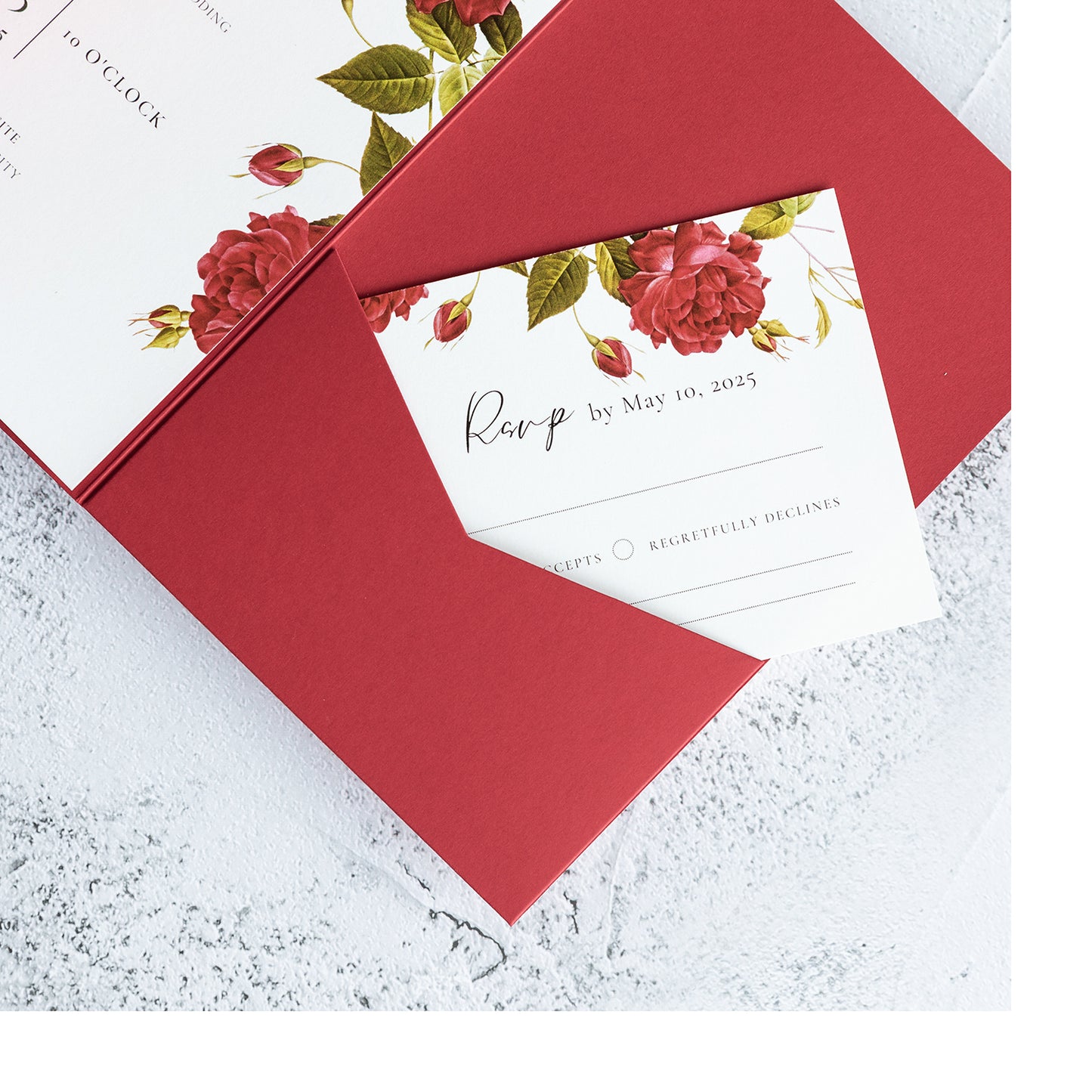 NingsPaper Red Triple Folded Wedding Invitation Pocket