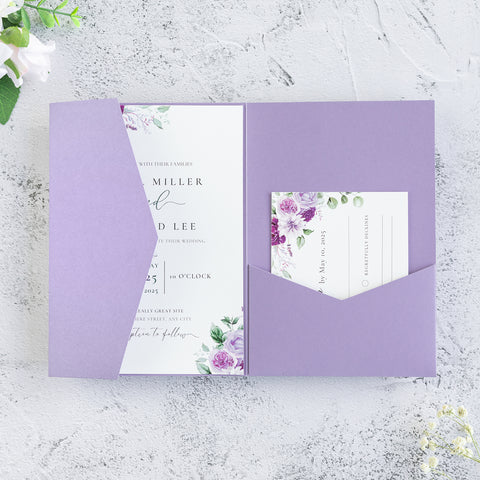 NingsPaper Lilac Triple Folded Wedding Invitation Pocket