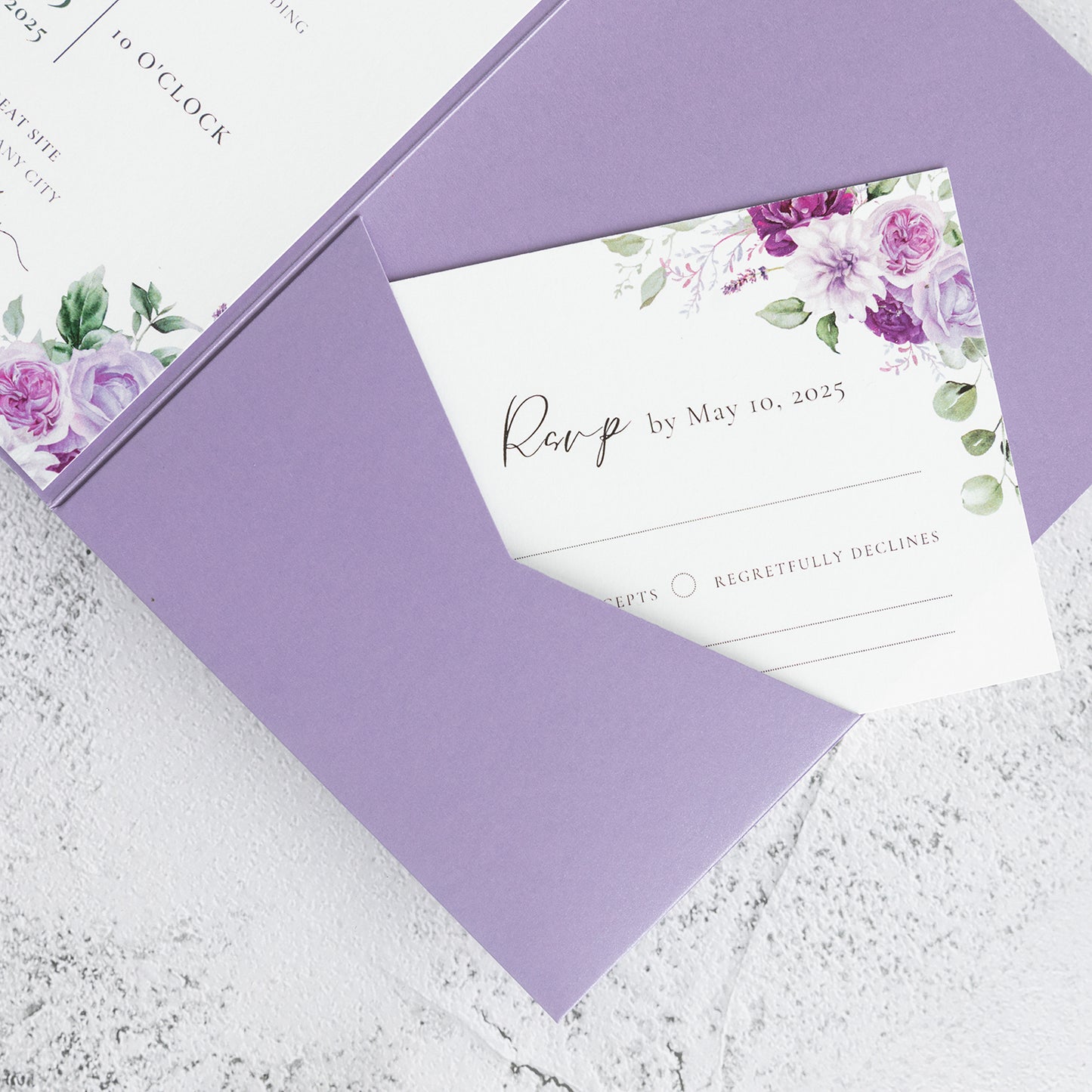 NingsPaper Lilac Triple Folded Wedding Invitation Pocket