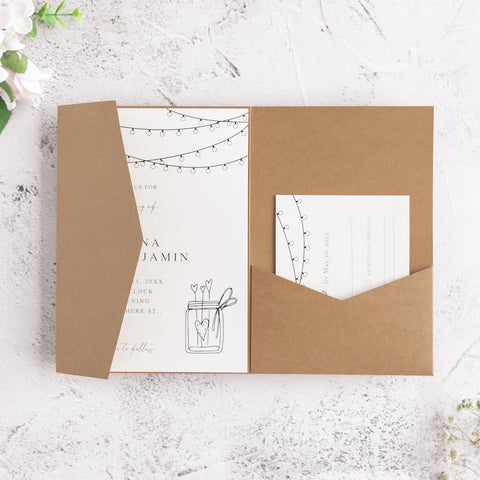 NingsPaper Kraft Triple Folded Wedding Invitation Pocket