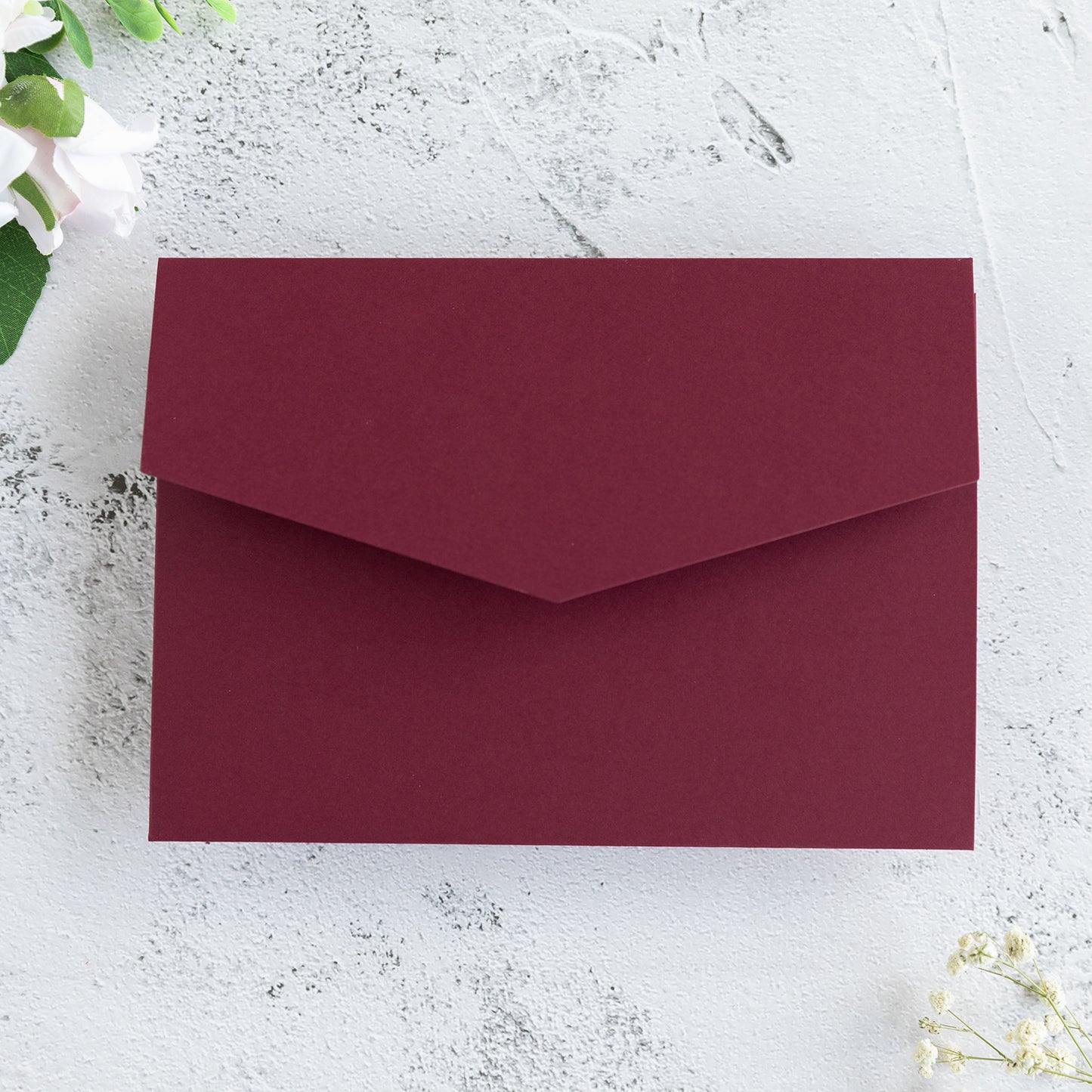 NingsPaper Burgundy Triple Folded Wedding Invitation Pocket
