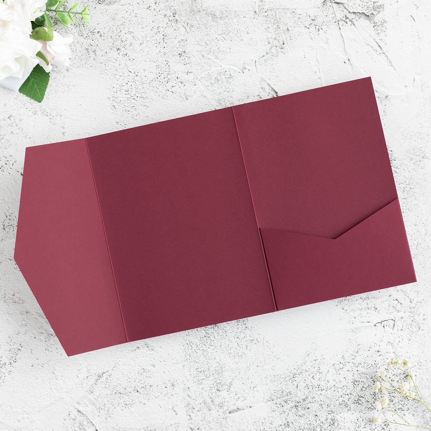 NingsPaper Burgundy Triple Folded Wedding Invitation Pocket