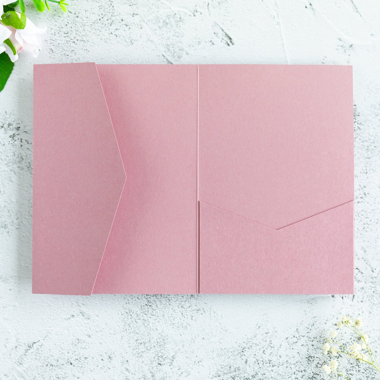 NingsPaper Dusty Rose Triple Folded Wedding Invitation Pocket