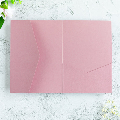 NingsPaper Dusty Rose Triple Folded Wedding Invitation Pocket