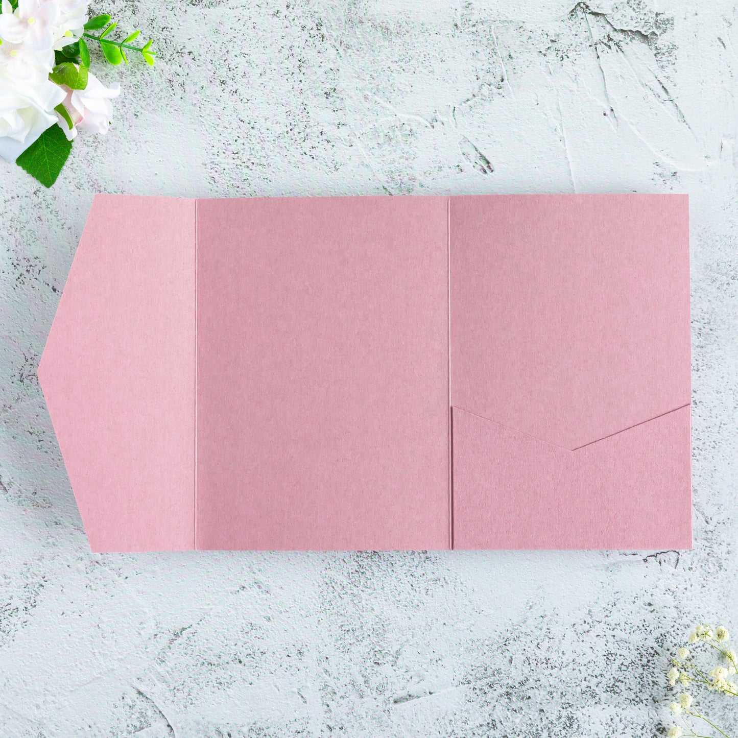 NingsPaper Dusty Rose Triple Folded Wedding Invitation Pocket