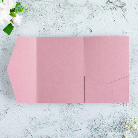 NingsPaper Dusty Rose Triple Folded Wedding Invitation Pocket