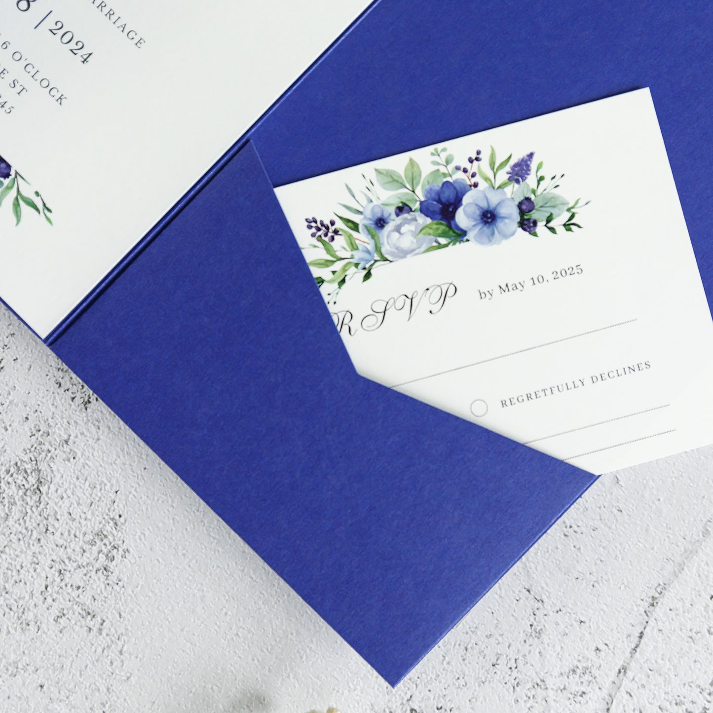NingsPaper Royal Blue Triple Folded Wedding Invitation Pocket