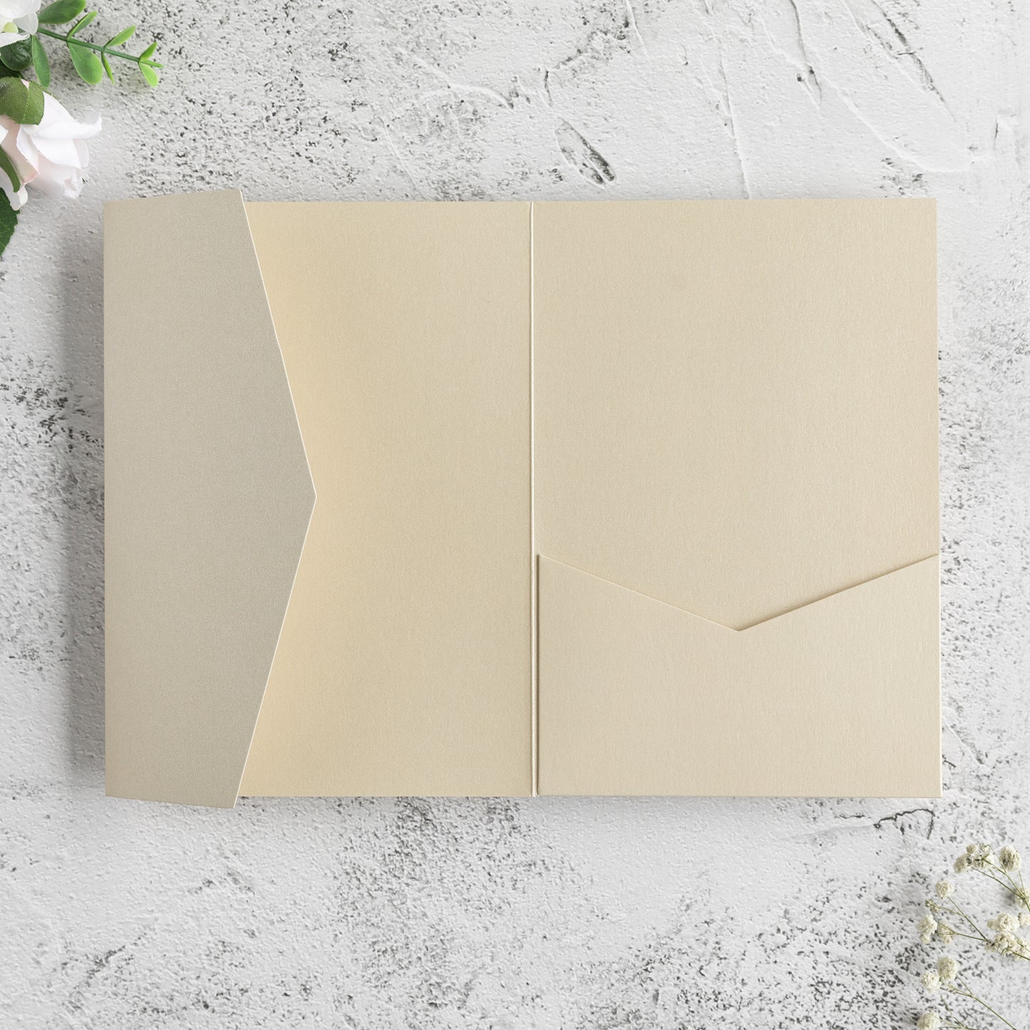 NingsPaper Champagne Triple Folded Wedding Invitation Pocket