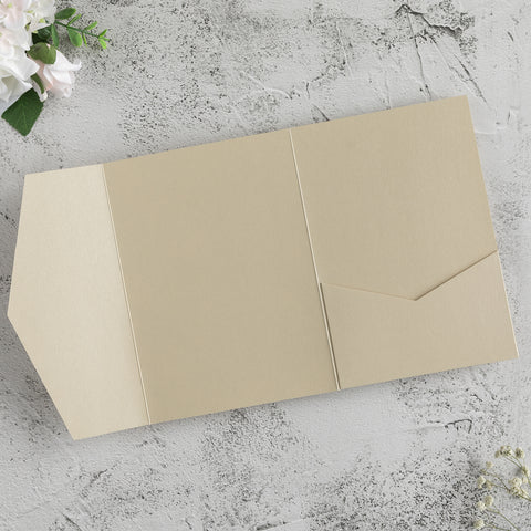 NingsPaper Champagne Triple Folded Wedding Invitation Pocket