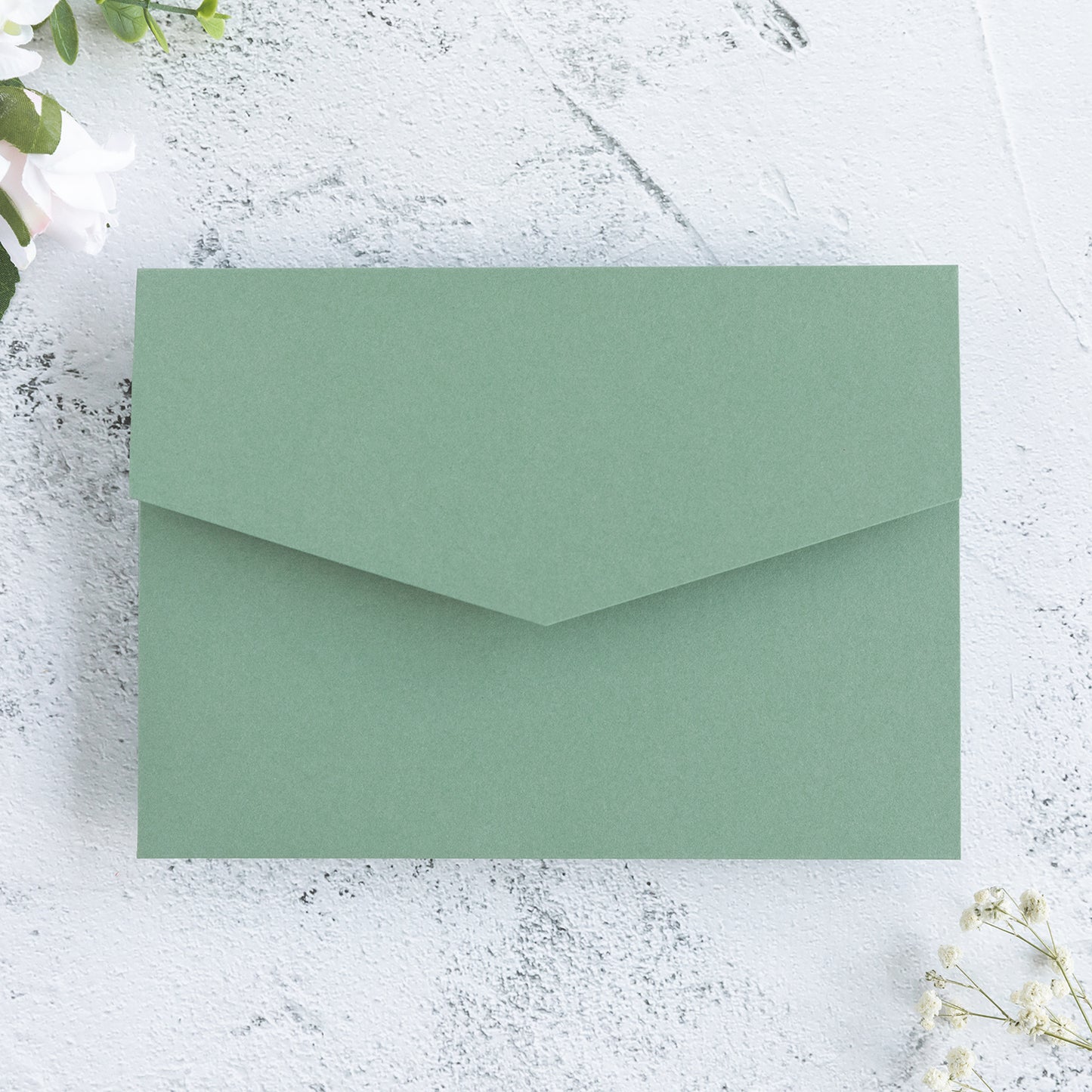 NingsPaper Sage Green Triple Folded Wedding Invitation Pocket