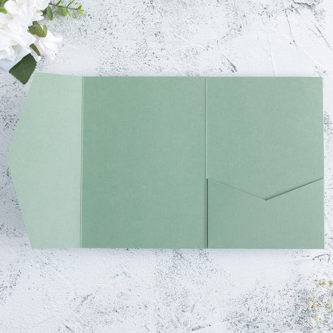 NingsPaper Sage Green Triple Folded Wedding Invitation Pocket