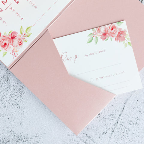 NingsPaper Blush Pink Triple Folded Wedding Invitation Pocket