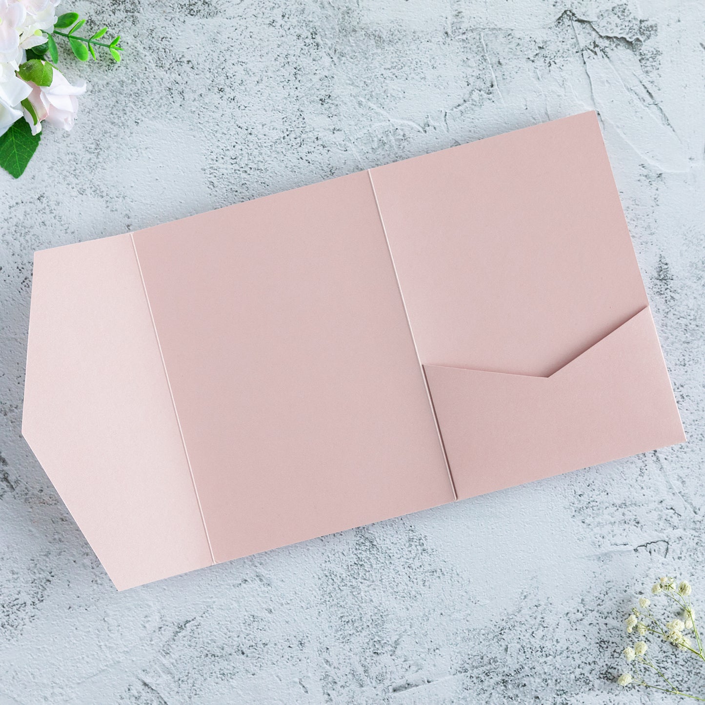 NingsPaper Blush Pink Triple Folded Wedding Invitation Pocket