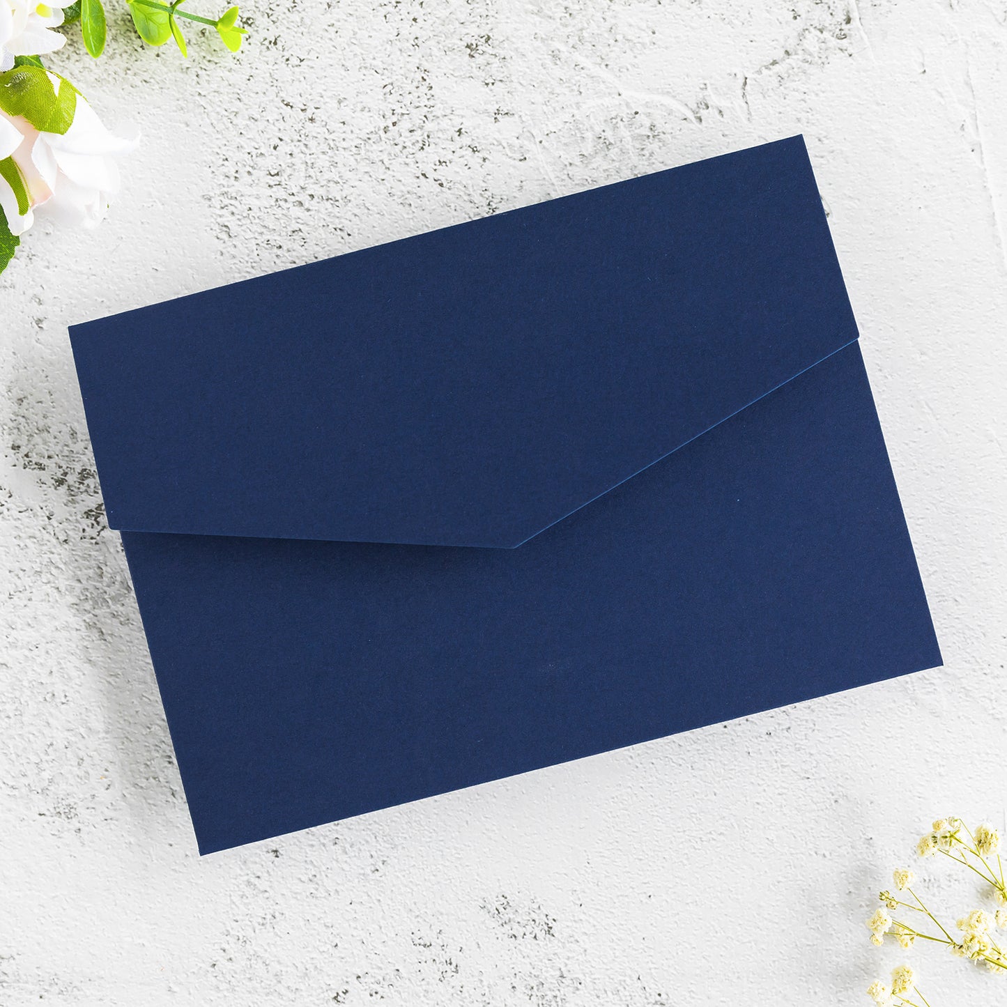 NingsPaper Navy Blue Triple Folded Wedding Invitation Pocket