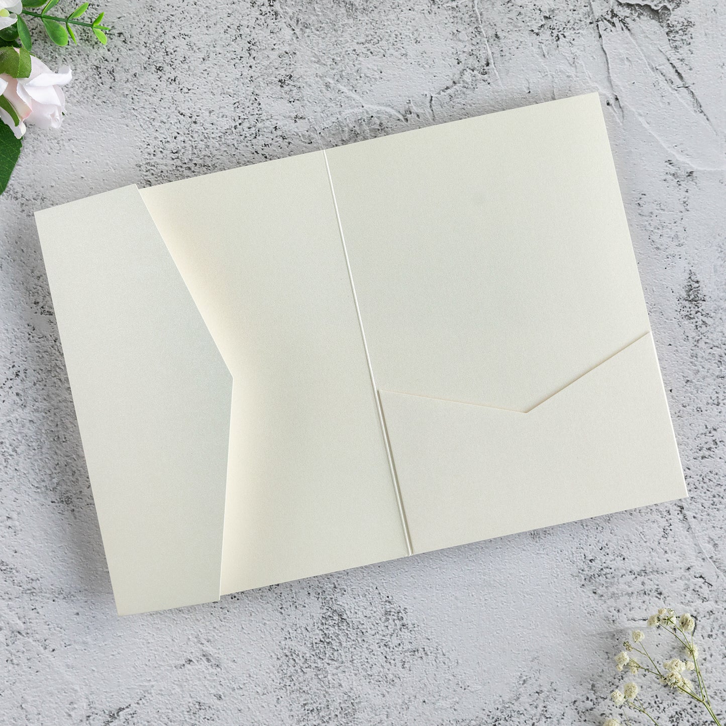 NingsPaper Ivory Triple Folded Wedding Invitation Pocket