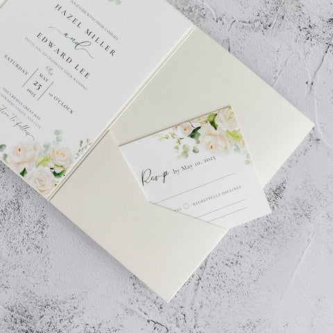 NingsPaper Ivory Triple Folded Wedding Invitation Pocket
