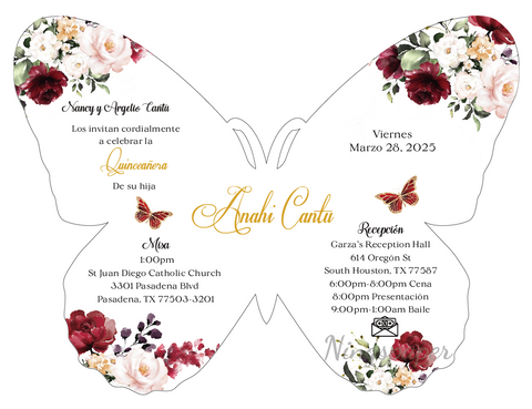 20 Pcs Butterfly Clear Acrylic Invitation + Envelopes (Copy)
