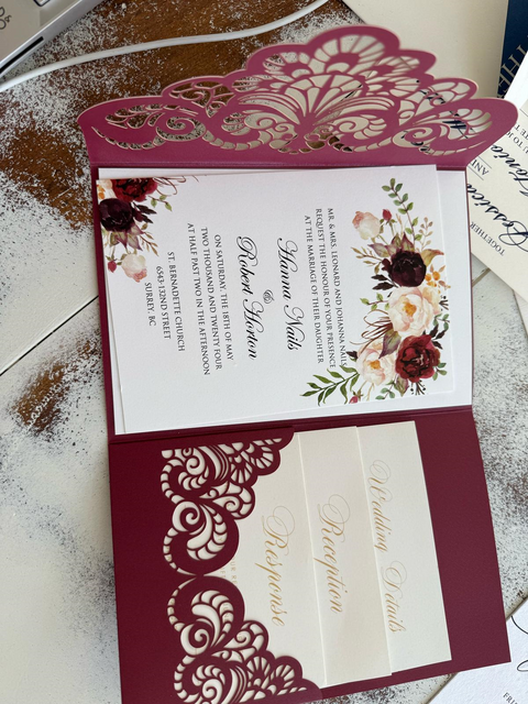 90 Pcs Laser Cut Tri-folder Invitation Cards(for $120)