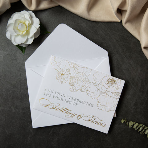 NingsPaper Clear Acrylic Wedding Invitation Cards with Foil Print in Gold Pocket and Envelopes