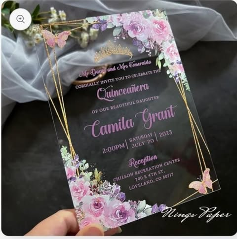 50 Pcs Clear Acrylic Invitation Cards with Outer Envelopes+Laser cut