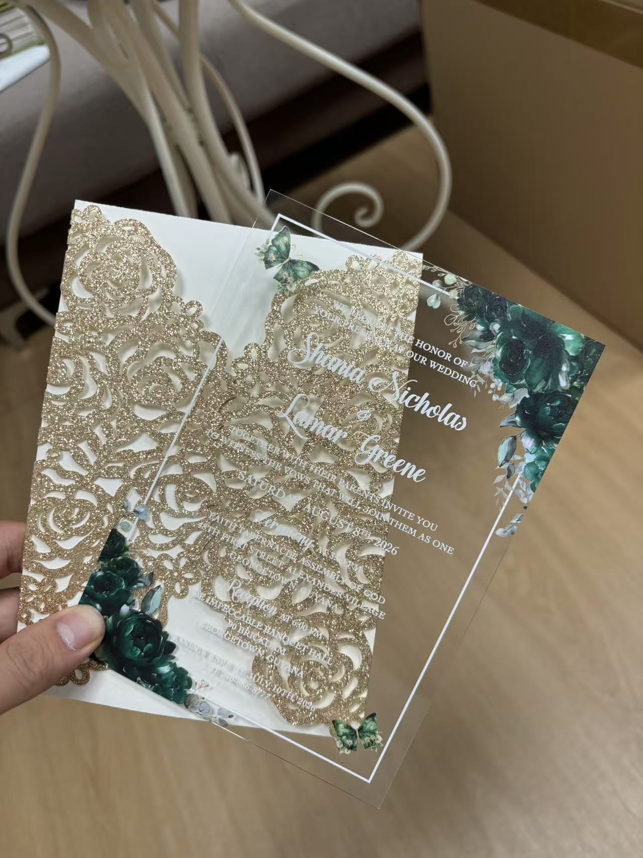 120 pieces Acrylic Invitation Cards + laser cut with Envleope