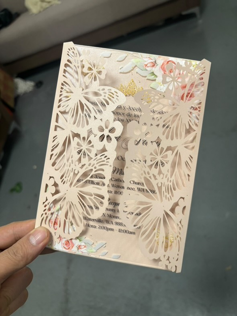 120 Pieces 1mm Clear Arcylic Invitations + Laser cut with Envelopes