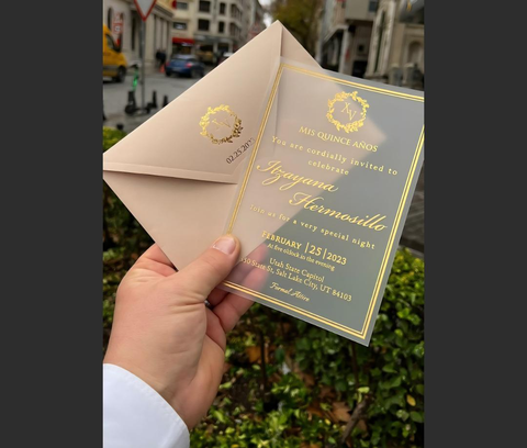 25 Pcs 0.5mm Frosted Arcylic Invitations with Envelope