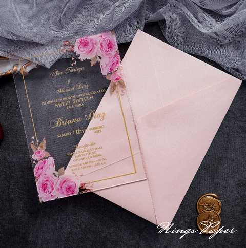 50 Pcs Clear 1 mm Acrylic Invitation Cards with Outer Envelopes