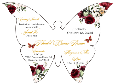 50 Pcs Butterfly Clear Acrylic Invitation + Paper Save Date card+Envelopes