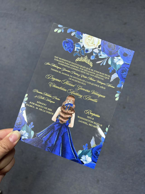 50 Pcs Royal Blue Acrylic Invitation Cards with Outer Envelopes