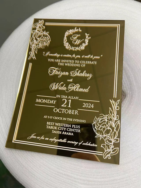150 Pcs Acrylic Invitation Cards + laser cut card with Outer Envelopes+wax seal (final payment)