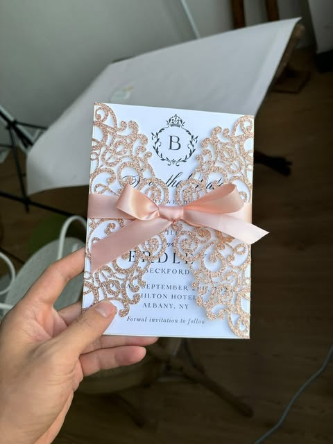 50 Pcs Clear Acrylic Invitation Cards with Outer Envelopes+Laser cut