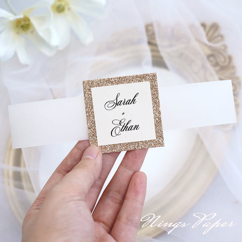 Gorgeous Black Shimmer Laser Cut Wedding Invites Pocket with Glitter Backer and Glitterring Belly Band