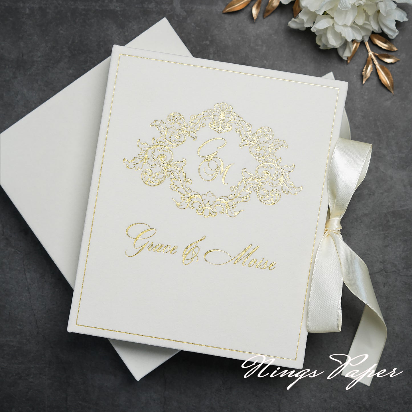 Wedding Velvet Boxed Invitations Cards Full Set, Clear Acrylic Wedding Cards in Velvet Box