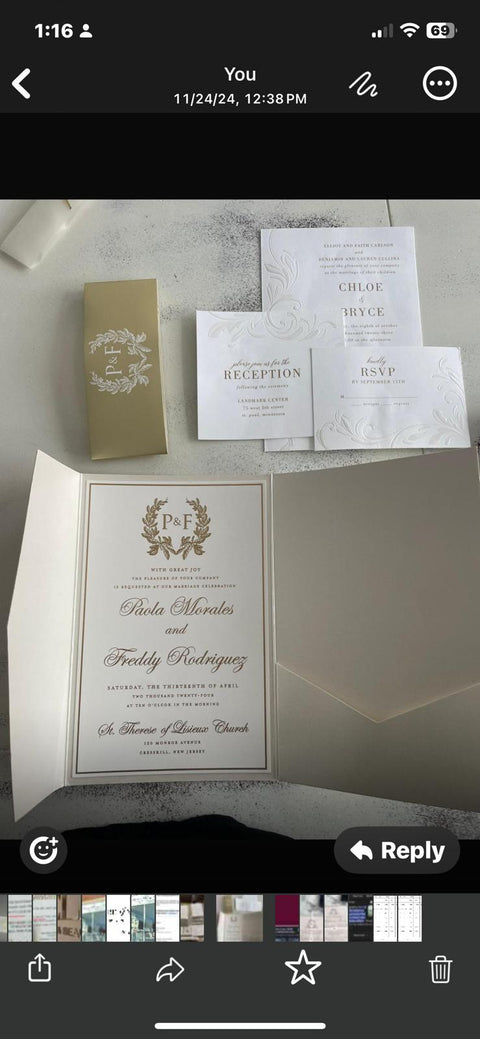 86 Pcs Laser Cut Tri-folder Invitation Cards Belly Band with Envelope