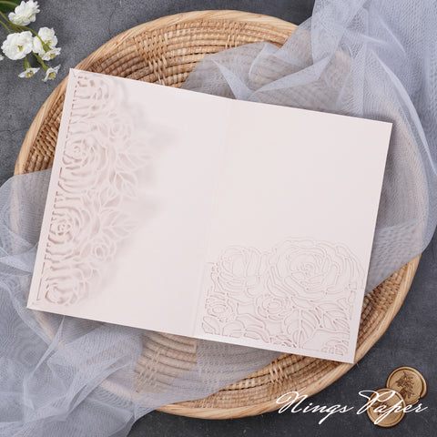 NingsPaper Rose Design Tri-fold Laser Cut Pockets Collection PA-254