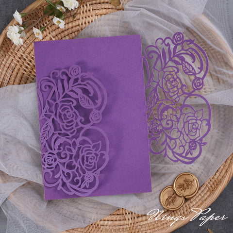 NingsPaper Fabulous Asymmetrical Rose Design Laser Cut Pockets Serise WPL0177
