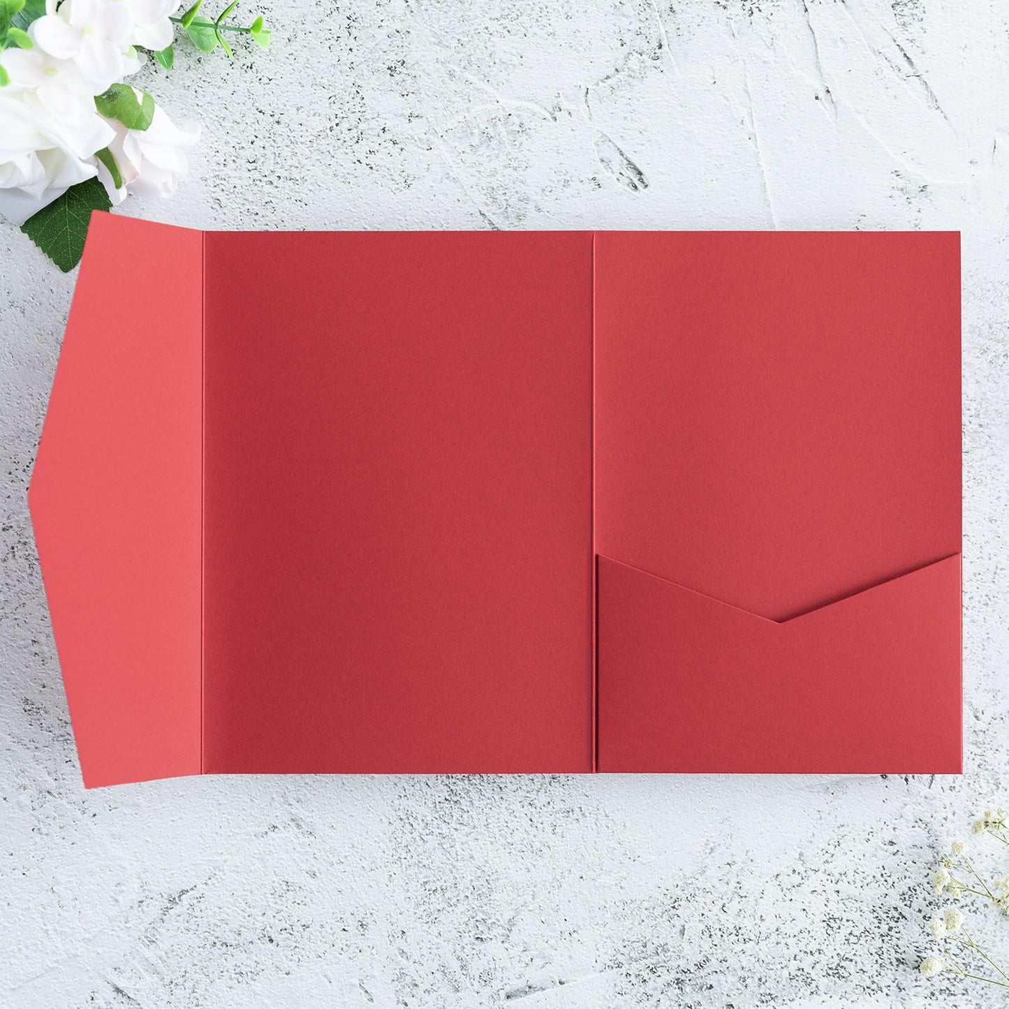 NingsPaper Red Triple Folded  Wedding Invitation Pocket