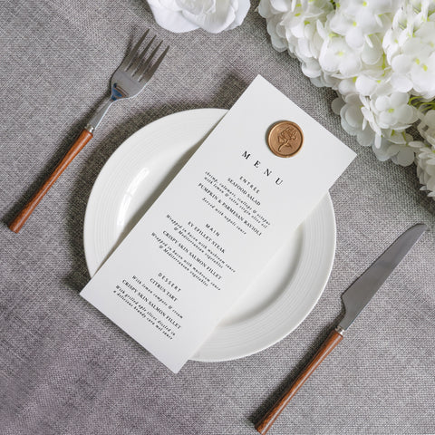 NingsPaper White Paper Wedding Menu