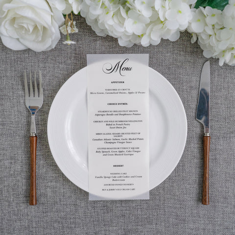NingsPaper Vellum Wedding Menu