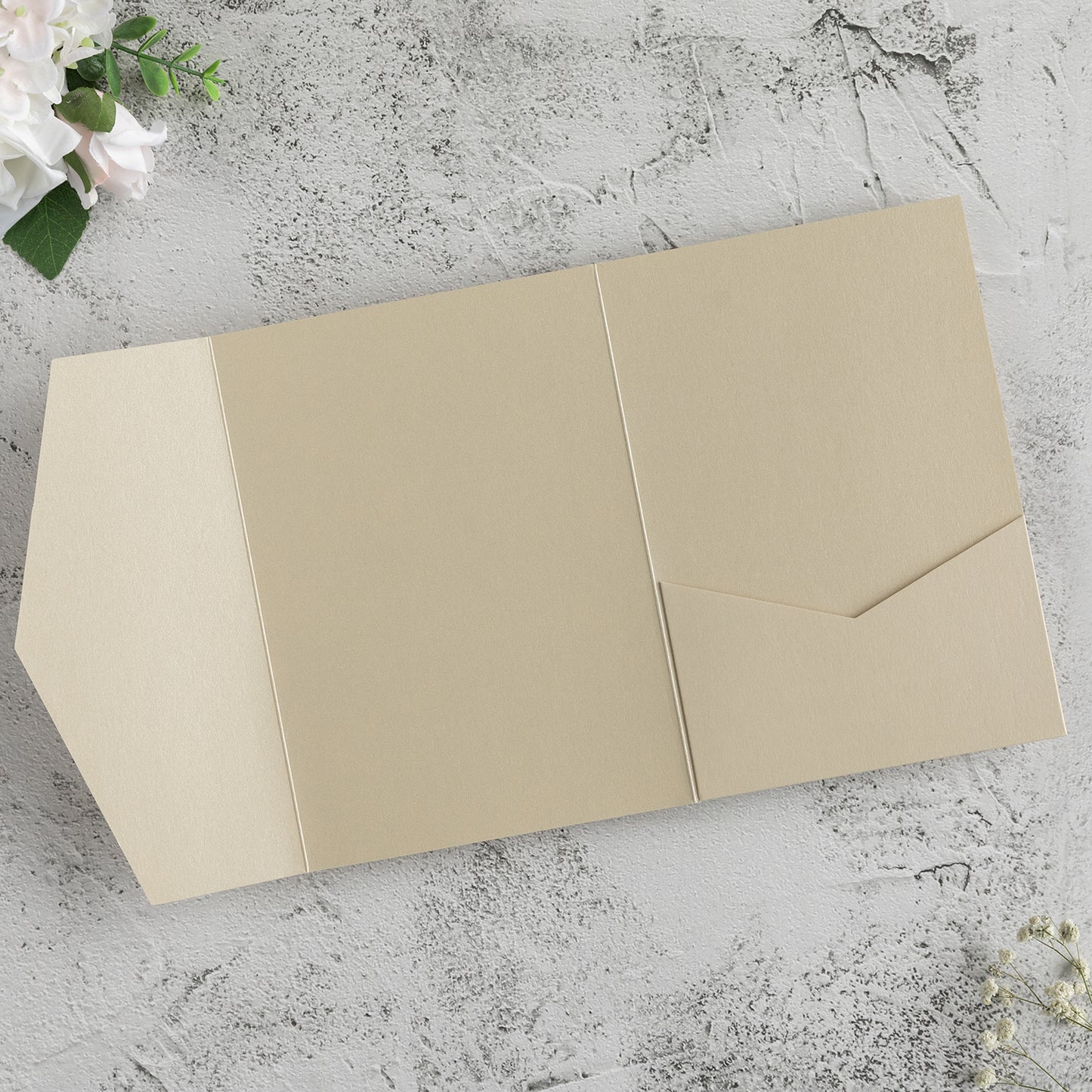 NingsPaper Champagne Triple Folded  Wedding Invitation Pocket