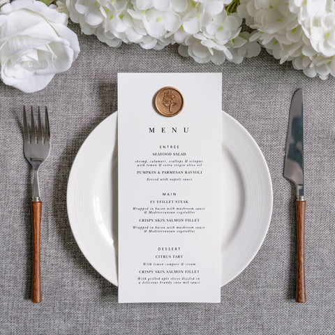 NingsPaper White Paper Wedding Menu