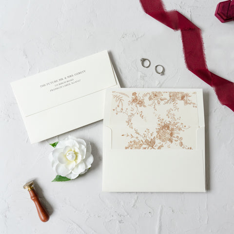 NingsPaper Trifold Foil Print in Gold Burgundy Wedding Invitation Suite