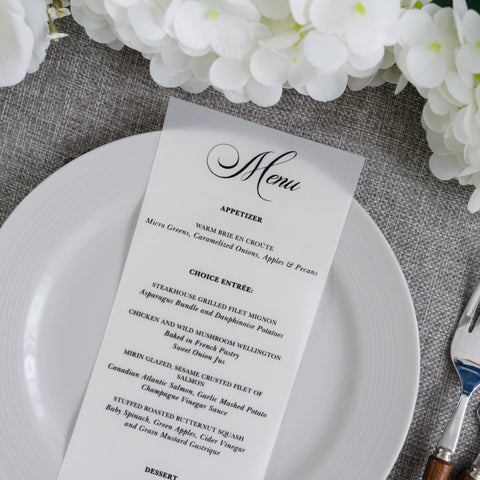 NingsPaper Vellum Wedding Menu