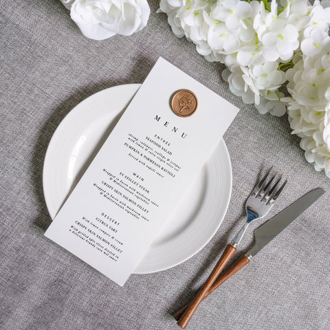 NingsPaper White Paper Wedding Menu